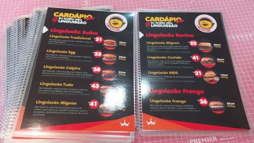 Cardápios Plastificado e Encadernado